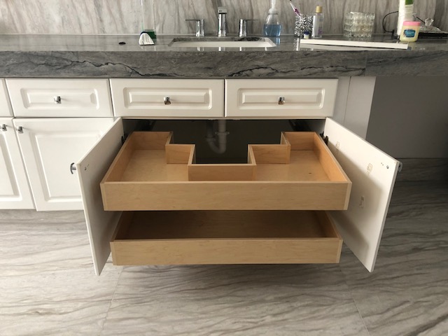 Kitchen, bathroom, and closet custom roll-out drawers