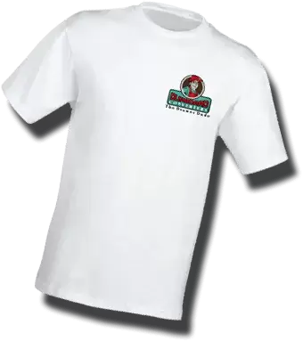 White t-shirt with The Drawer Dude logo.