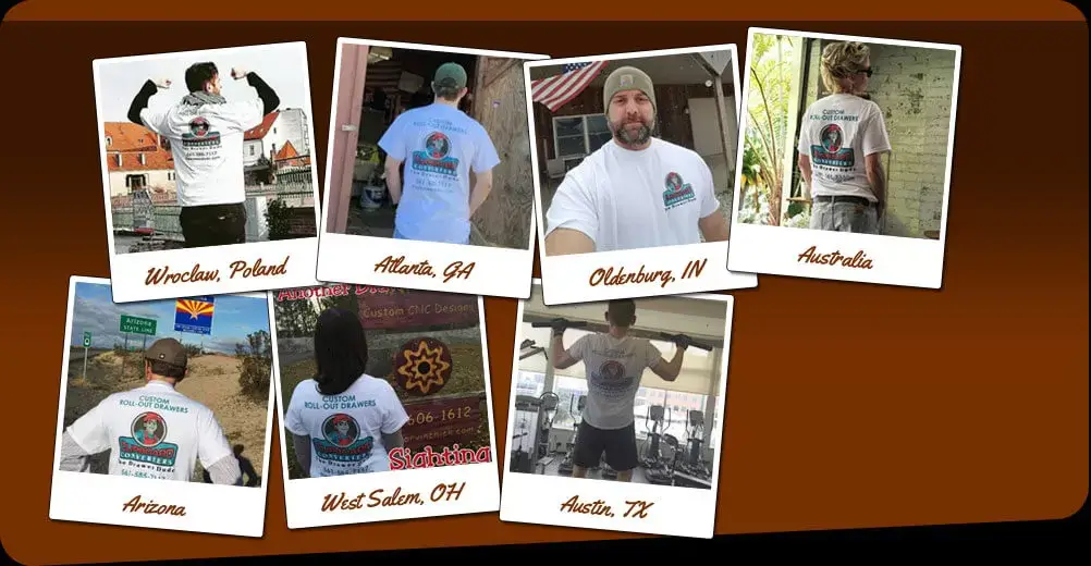 A collage of six polaroid-style photos of a team.